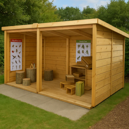 Childrens Outdoor Wooden Open Super Shelter Side By Side - Outdoor Learning | Imaginative Play | Forest School | Playground | Social Play | Exploratory Play