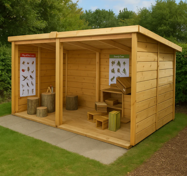 Childrens Outdoor Wooden Open Super Shelter Side By Side - Outdoor Learning | Imaginative Play | Forest School | Playground | Social Play | Exploratory Play
