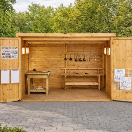 Extra Large Lockable Woodwork Room Cabin Shed - Outdoor Learning | Imaginative Play | Forest School | Playground | Social Play | Exploratory Play