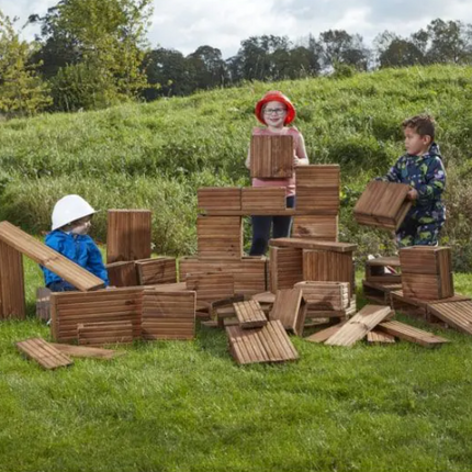 Deckciting Blocks Builders Yard Pack - Pack of 75 | Outdoor Learning | Imaginative Play | Forest School | Playground | Physical Education | Exploratory Play