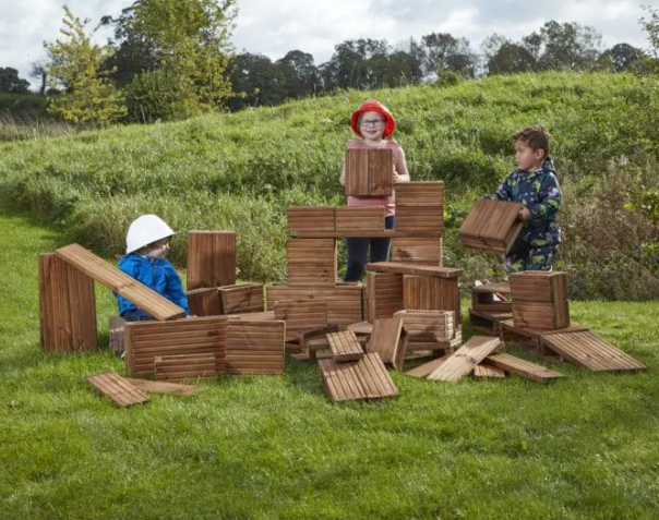 Deckciting Blocks Builders Yard Pack - Pack of 75 | Outdoor Learning | Imaginative Play | Forest School | Playground | Physical Education | Exploratory Play
