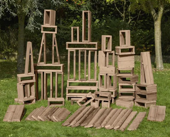 Deckciting Blocks Builders Yard Pack - Pack of 75 | Outdoor Learning | Imaginative Play | Forest School | Playground | Physical Education | Exploratory Play