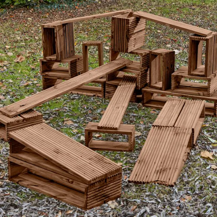 Wooden Deckciting Blocks - Pack of 50 | Outdoor Learning | Imaginative Play | Forest School | Playground | Physical Education | Exploratory Play