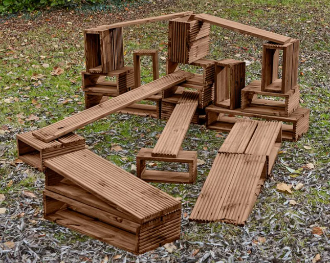 Wooden Deckciting Blocks - Pack of 25 | Outdoor Learning | Imaginative Play | Forest School | Playground | Physical Education | Exploratory Play