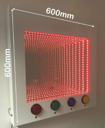 Small Interactive Infinity Panel - 60 x 60 x 8 cm | RGB LED Tunnel Light | Large Sensory