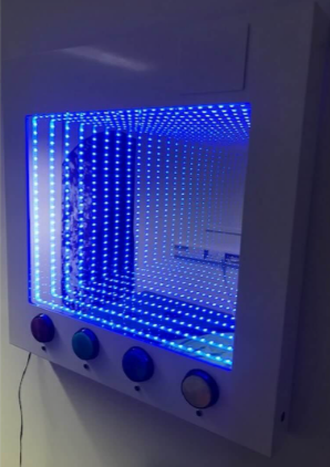 Small Interactive Infinity Panel - 60 x 60 x 8 cm | RGB LED Tunnel Light | Large Sensory