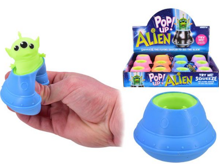 Squeeze Pop Up Alien in Flying Saucer | Small Sensory Toy | Suprise | Fidget
