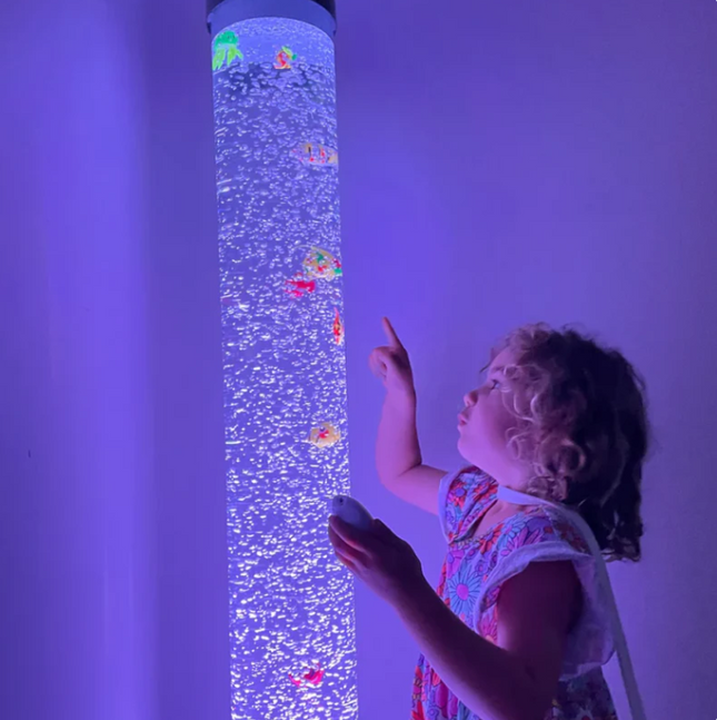 Sensory Colour Changing Bubble Tube- 183cm — Triangular Base + Wireless Remote Options