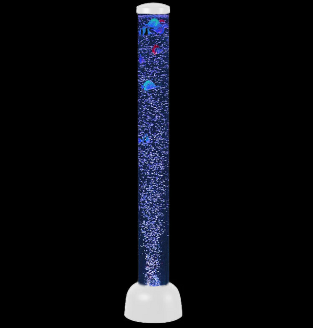 Sensory Colour Changing Bubble Lamp Light Tube with Floating Fish – 105cm- White/Black