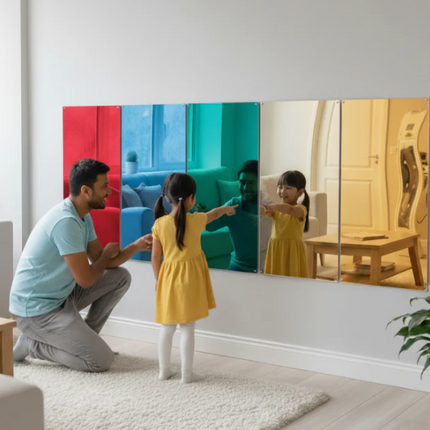 Large Rainbow Coloured Mirrors- Set of 5