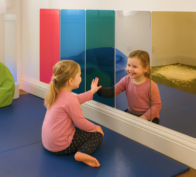 Large Rainbow Coloured Mirrors- Set of 5
