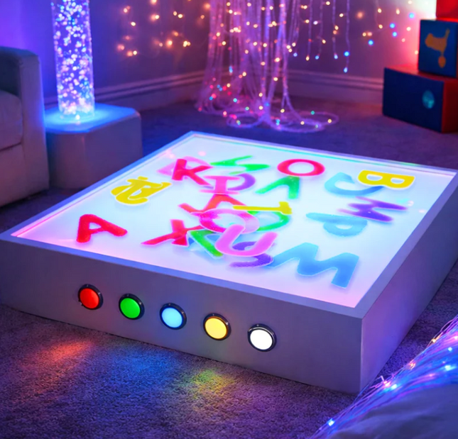 Sensory Light and Sand Table- Messy Play, Interactive Light Colour Changing Panel