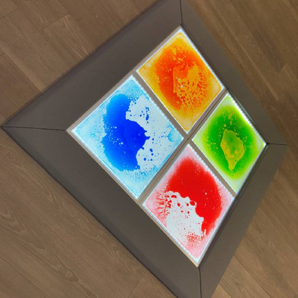 Interactive Light Up Sensory Play Floor Tiles Kit & Soft Surround Frame- 136cm x 136cm