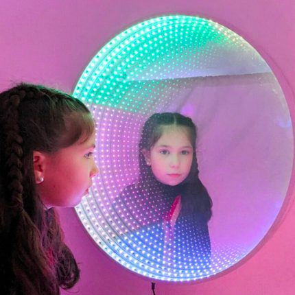Wall Hanging Rechargeable Sensory Interactive Infinity Mirror & Button Controller - 60cm