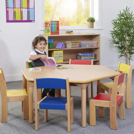 Solid Beechwood Hexagon Table - Various Heights | Scratch Resistant Plywood | Classroom | Nursery Furniture