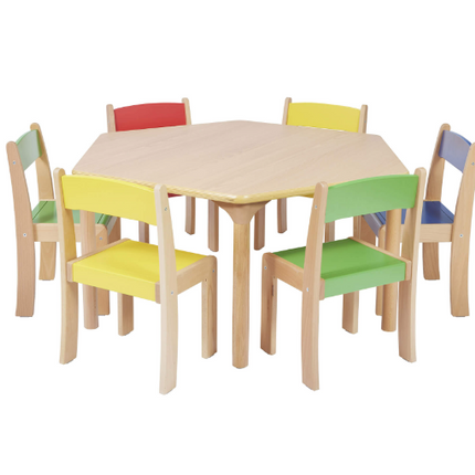 Solid Beechwood Hexagon Table - Various Heights | Scratch Resistant Plywood | Classroom | Nursery Furniture