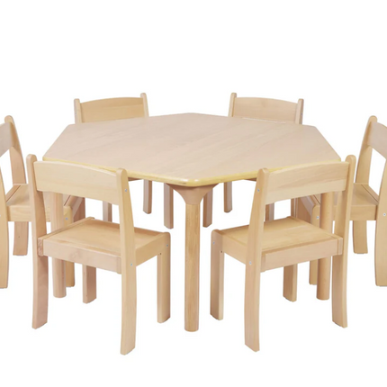 Solid Beechwood Hexagon Table - Various Heights | Scratch Resistant Plywood | Classroom | Nursery Furniture