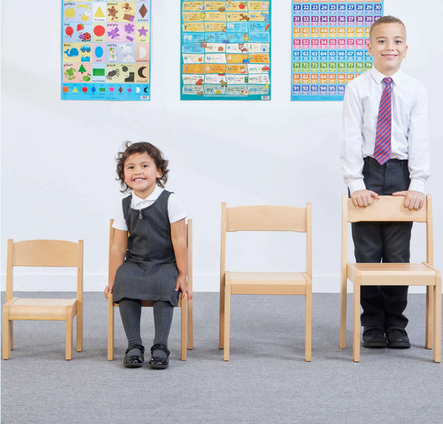 Solid Beechwood Nursery Stackable Chairs - Set of 4 | Classroom Furniture