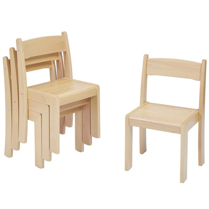 Solid Beechwood Nursery Stackable Chairs - Set of 4 | Classroom Furniture