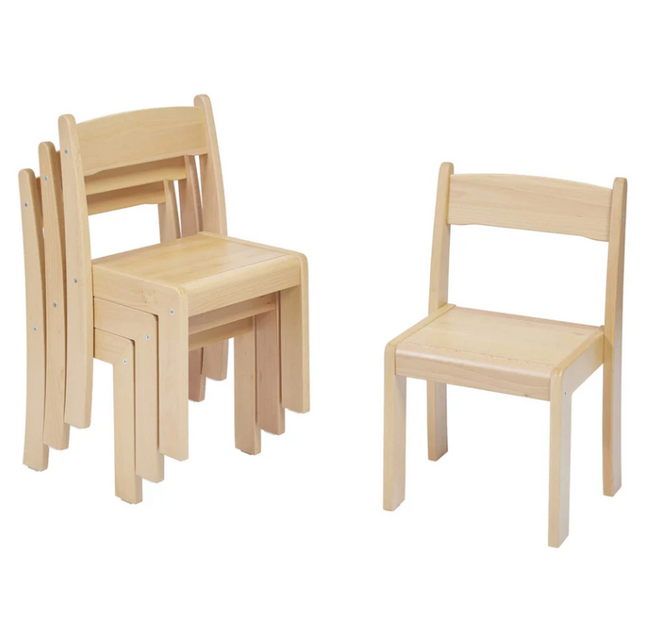 Solid Beechwood Nursery Stackable Chairs - Set of 4 | Classroom Furniture