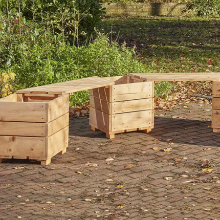 Outdoor Wooden Switch Seat Angled Planter - 6 Person Bench Planter | Outdoor | Playground | Garden | Planting