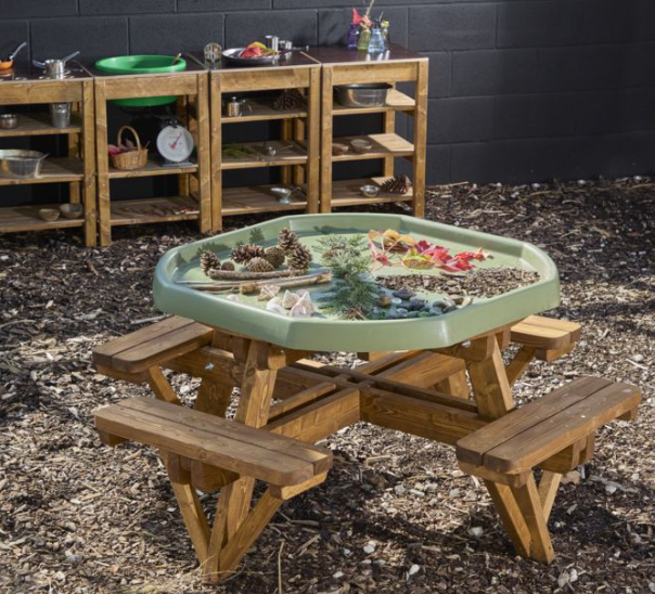 Round Picnic Bench For 8 - Outdoor Learning | Playground | Forest School | Garden Seating | Table