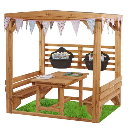 Outdoor Wooden Learning Shelter + Table & Benches - Key Stage 2 - Outdoor | Forest School | Garden | Social Interaction | Playground | Group