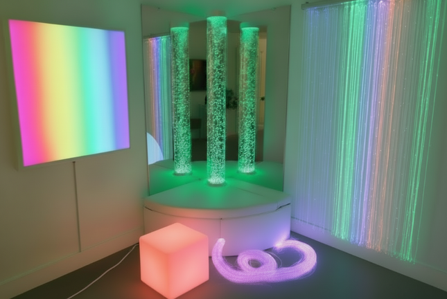 5 Piece 180cm Bubble Tube Package — Corner | Padded Surround | Fibre Optics | Mirrors | Bubble Tube