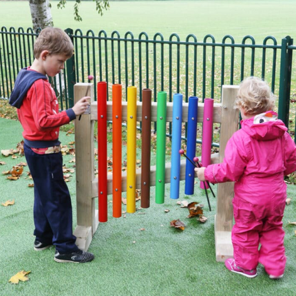 Wooden Multi Coloured Playground Xylophone Chimes | Outdoor Playground | Sensory Garden | Exploratory Play