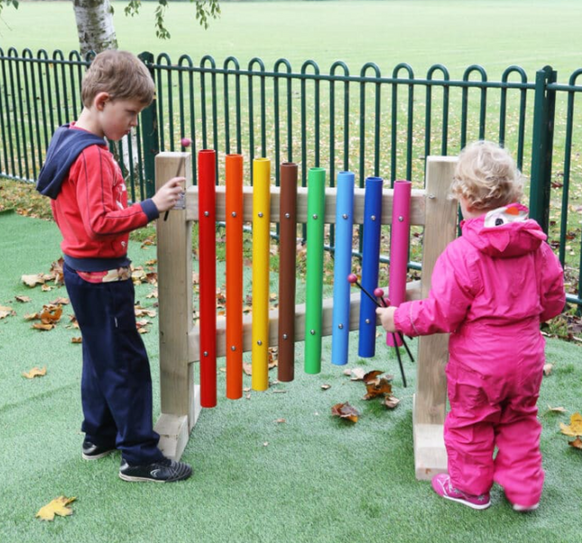Wooden Multi Coloured Playground Xylophone Chimes | Outdoor Playground | Sensory Garden | Exploratory Play