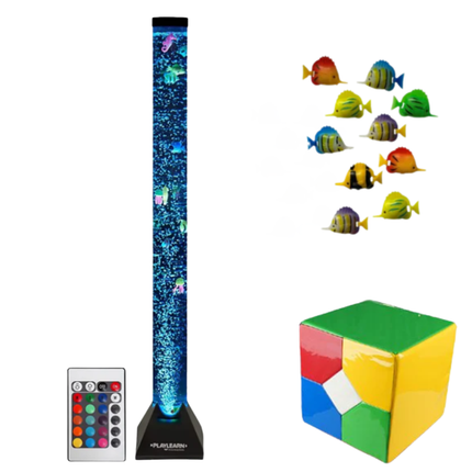 Sensory Colour Changing Bubble Tube Square Base - 120cm  + Optional Bracket