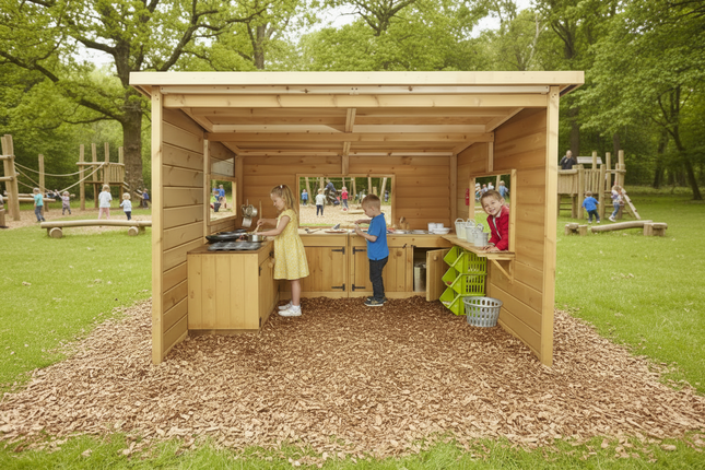 Outdoor Wooden Open Concoction Cabin - Outdoor Learning | Imaginative Play | Forest School | Playground | Social Play | Role Play