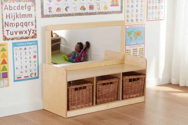 Rookie Mirror Unit Low - Height 45cm | Indoor | Classroom Furniture | Storage | Bench | Imaginative Play