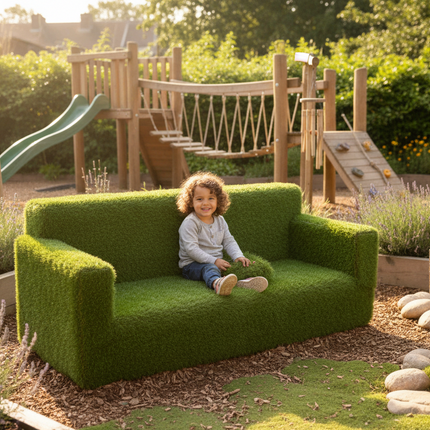 Outdoor Playground Sensory Grass Sofa Seating - 209 x 85 x 37 cm | Sensory Garden | Playground