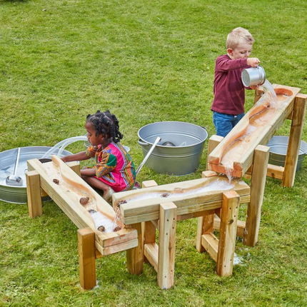 Children's Wooden Water Play Chutes- Set of 3 | Sensory Garden | School | Play Area