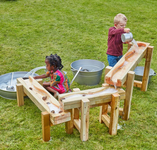 Children's Wooden Water Play Chutes- Set of 3 | Sensory Garden | School | Play Area